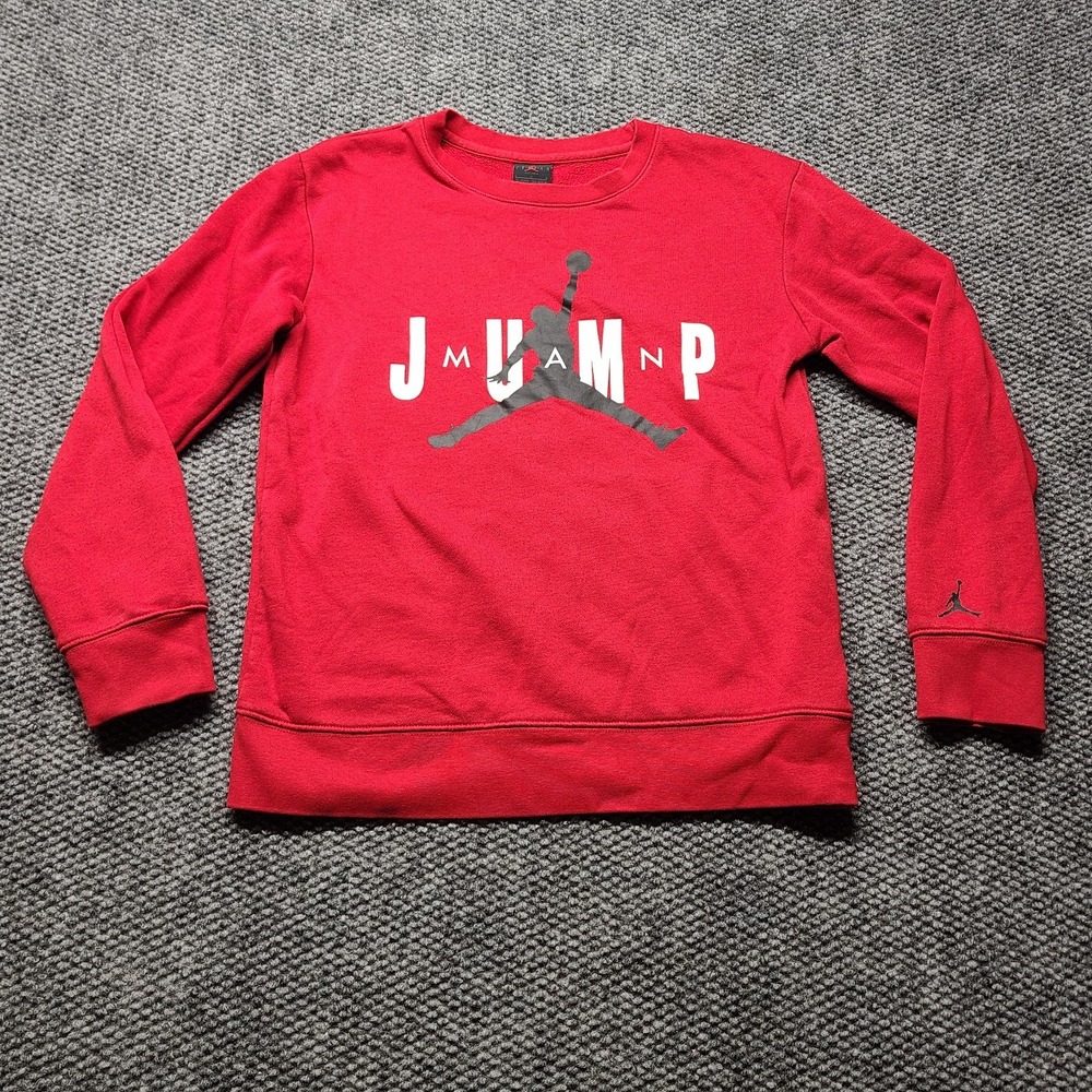 Air Jordan Sweatshirt Youth L(12-13Yrs) Red Fleece Jumpman Crew Neck Athleisure